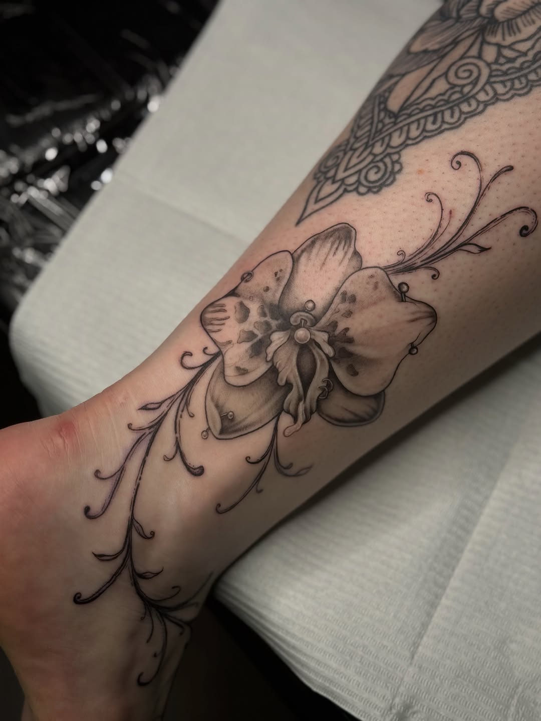Tattoo by @lilymyriatattoos — black_and_grey, illustrative