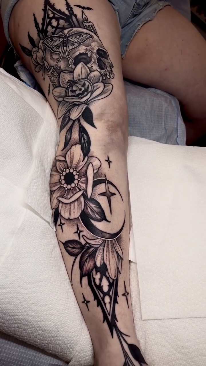Tattoo by @krissydiane_tattoos — black_and_grey, illustrative
