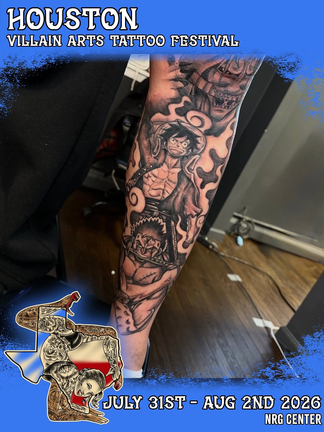 Tattoo by @chrispynotgrilled — anime, black_and_grey