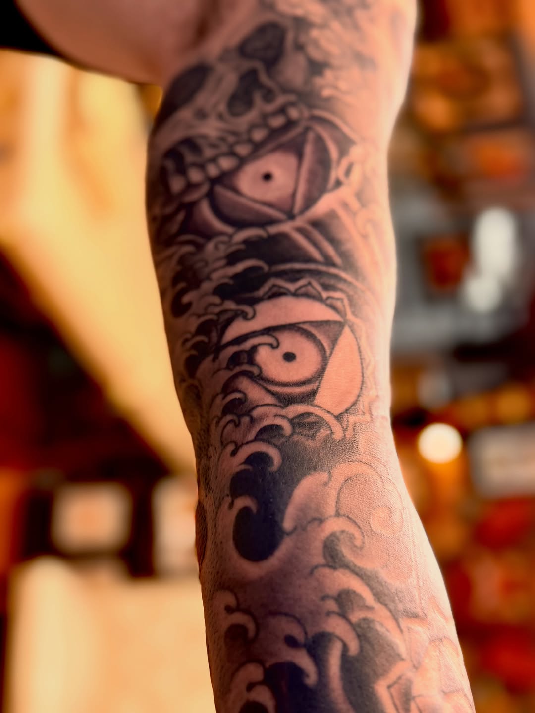 Tattoo by @brianhutflies — japanese_irezumi, black_and_grey