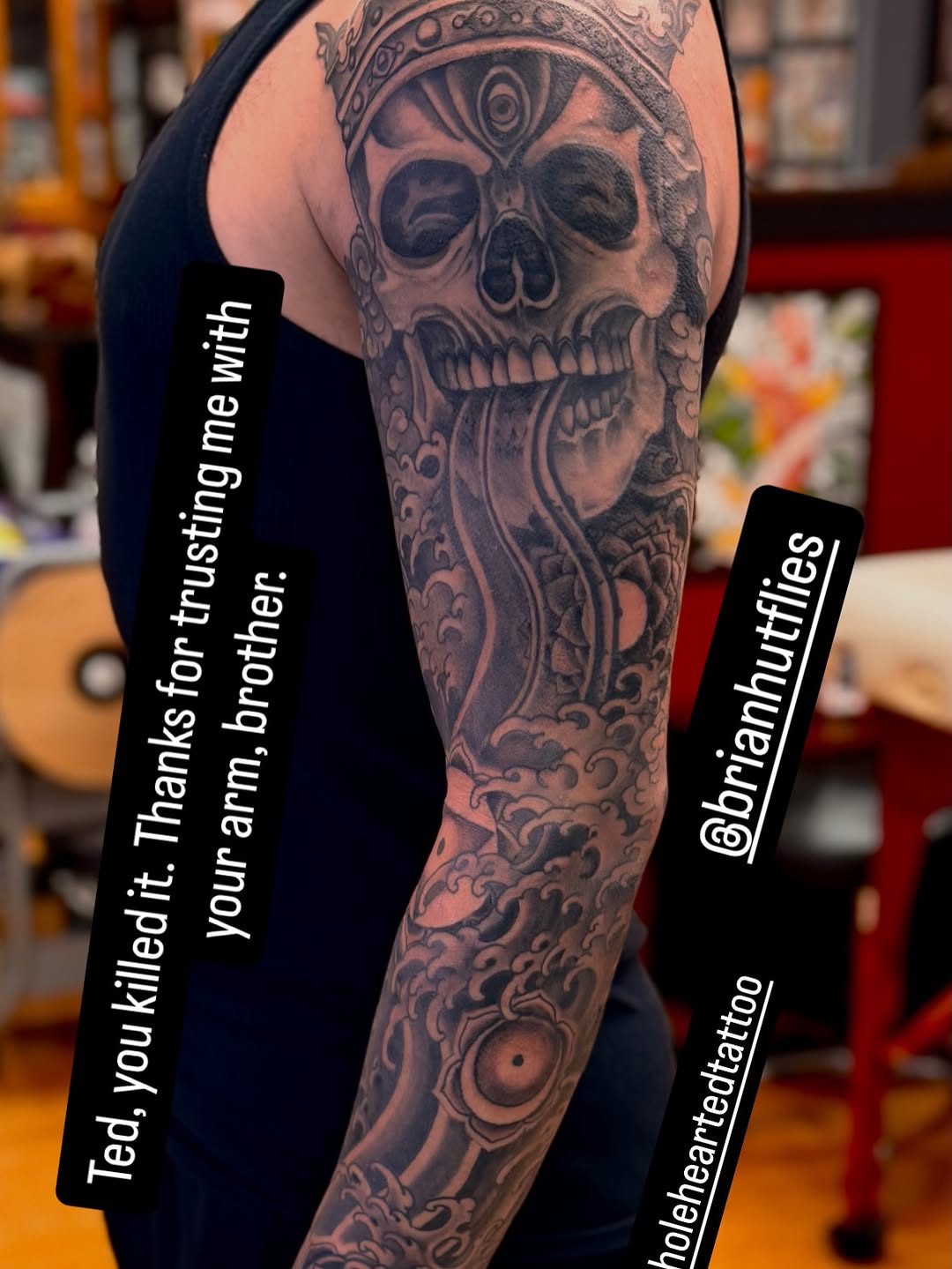 Tattoo by @brianhutflies — black_and_grey, realism