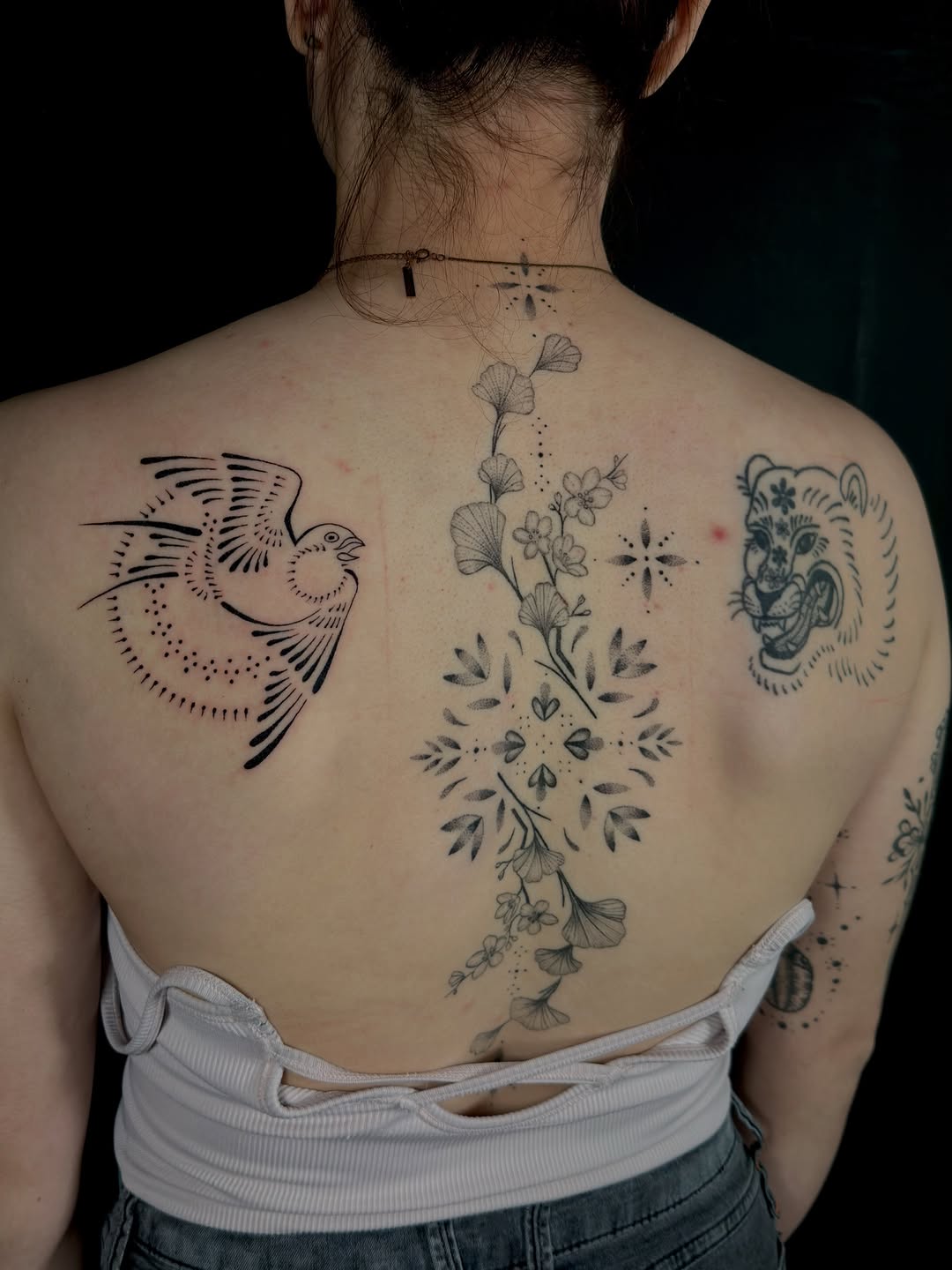 Tattoo by @tenderpoke — illustrative, dotwork