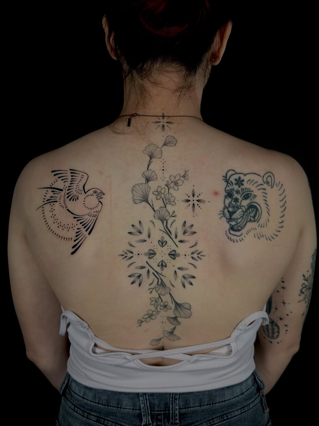 Tattoo by @tenderpoke — illustrative, dotwork