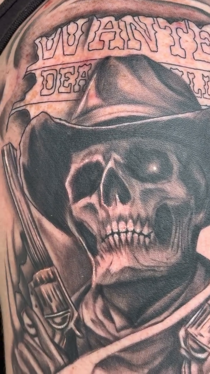 Tattoo by @immortal_tattoos96 β realism, black_and_grey