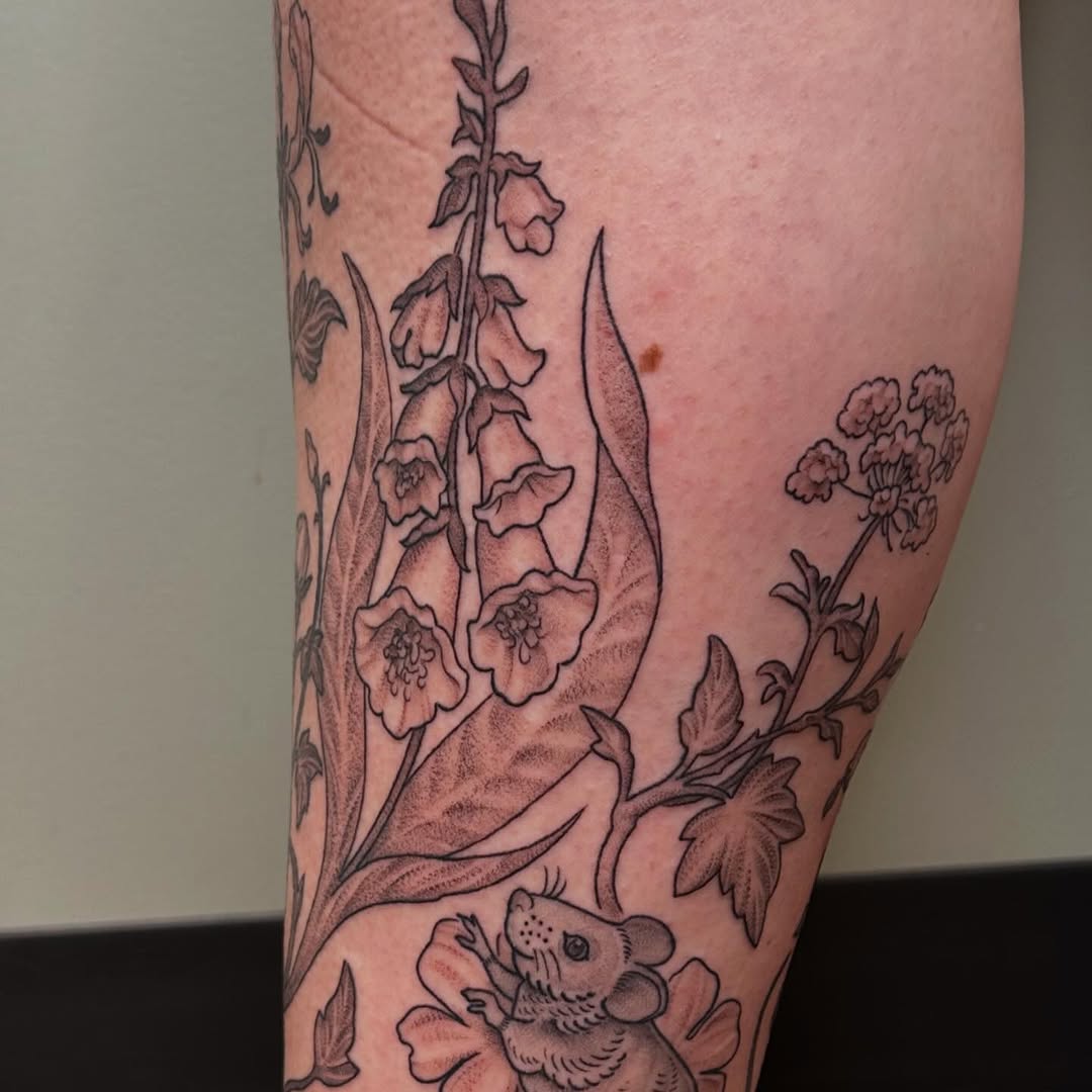 Tattoo by @hunterdoestattoos — black_and_grey, illustrative
