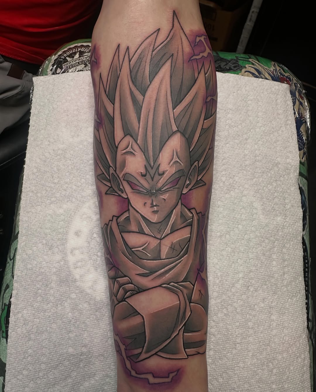 Tattoo by @hood_4_lifetattoos ā anime, black_and_grey