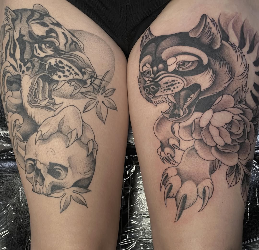 Tattoo by @tattoofiendclub — black_and_grey, realism