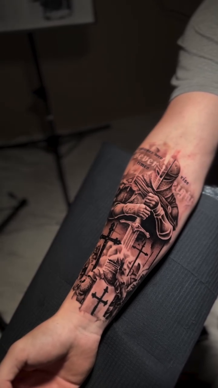 Tattoo by @dxmon.ttt โ dark_realism, black_and_grey