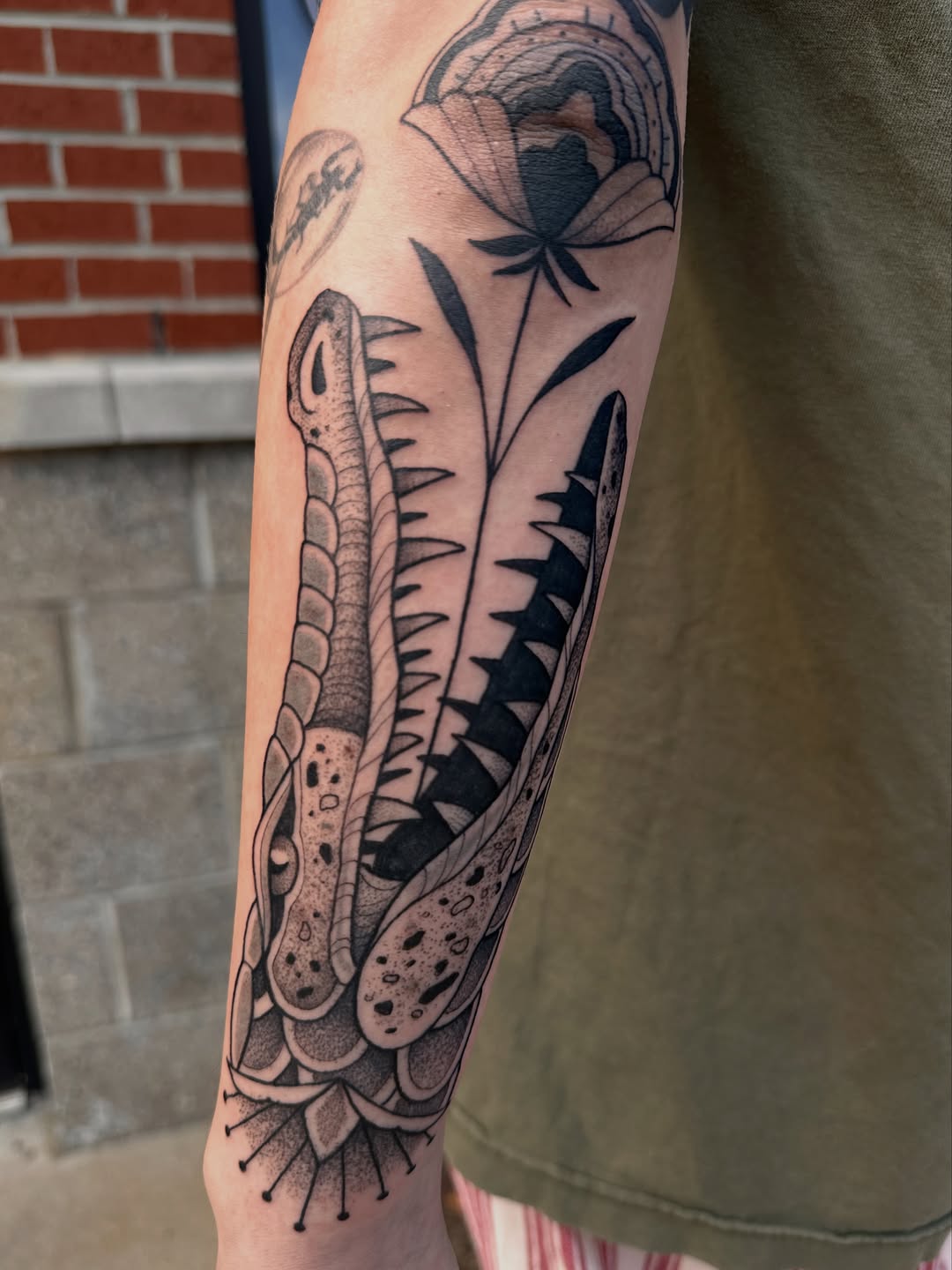 Tattoo by @nancyrose.art — black_and_grey, dotwork