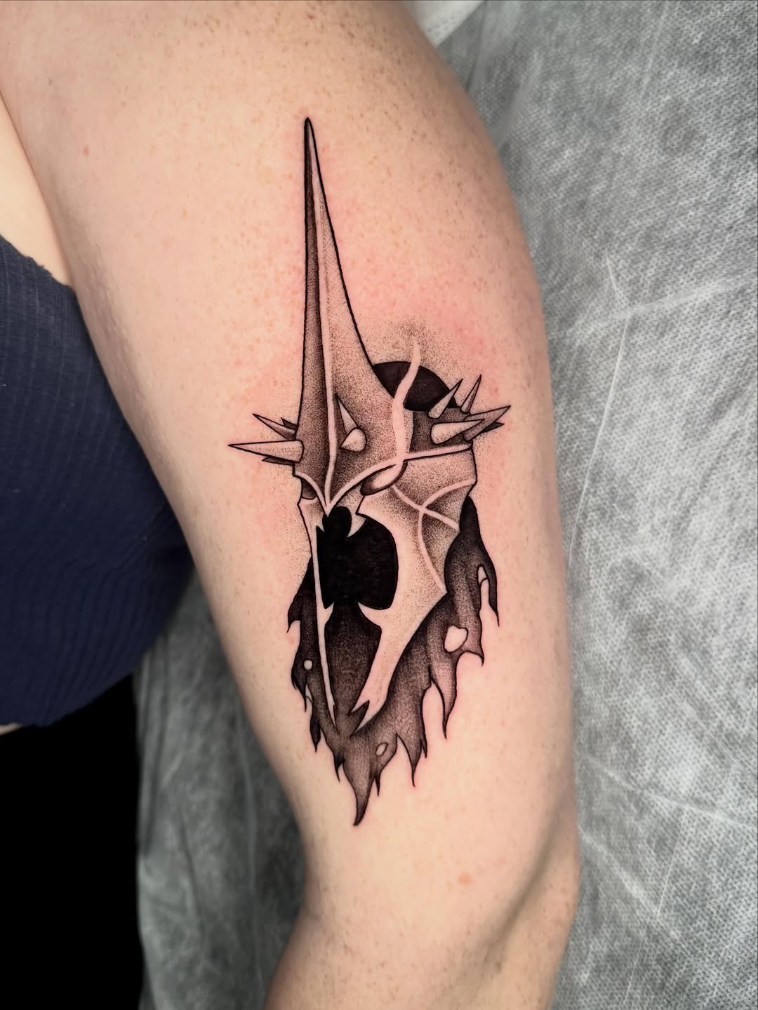 Tattoo by @hackytats — black_and_grey, dark_realism