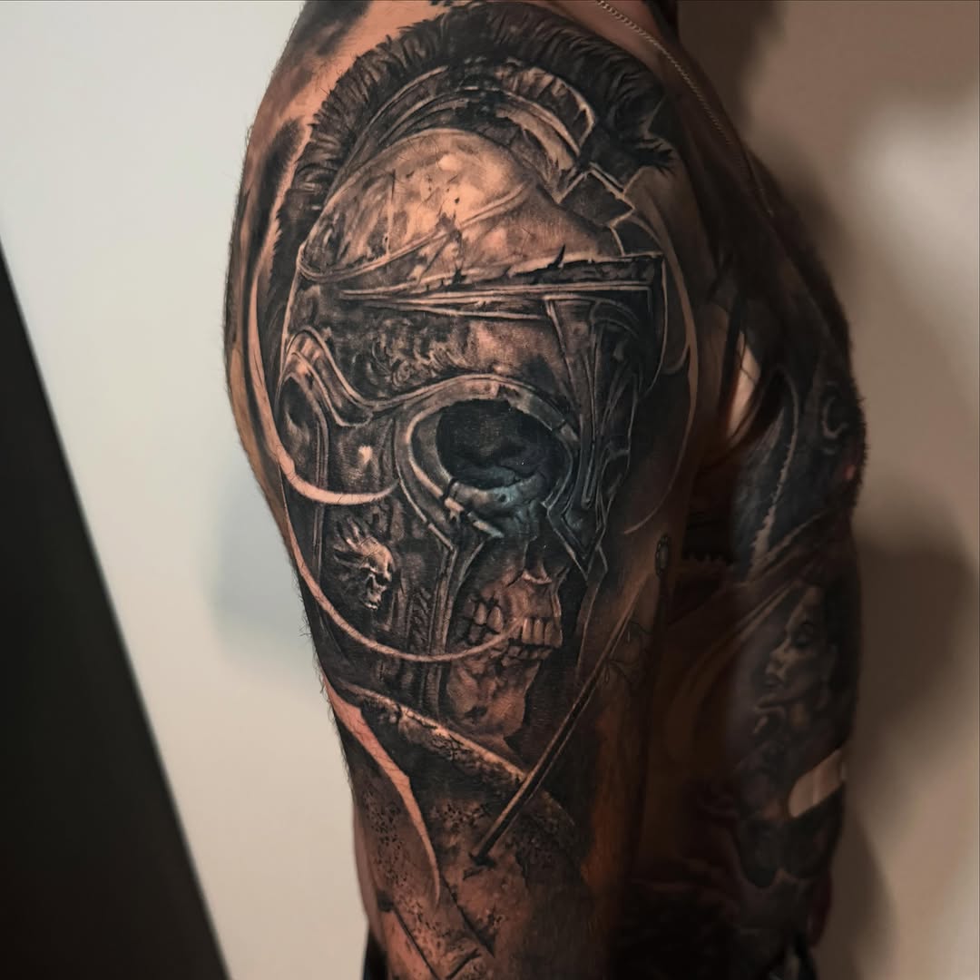 Tattoo by @tazhotzon โ realism, black_and_grey