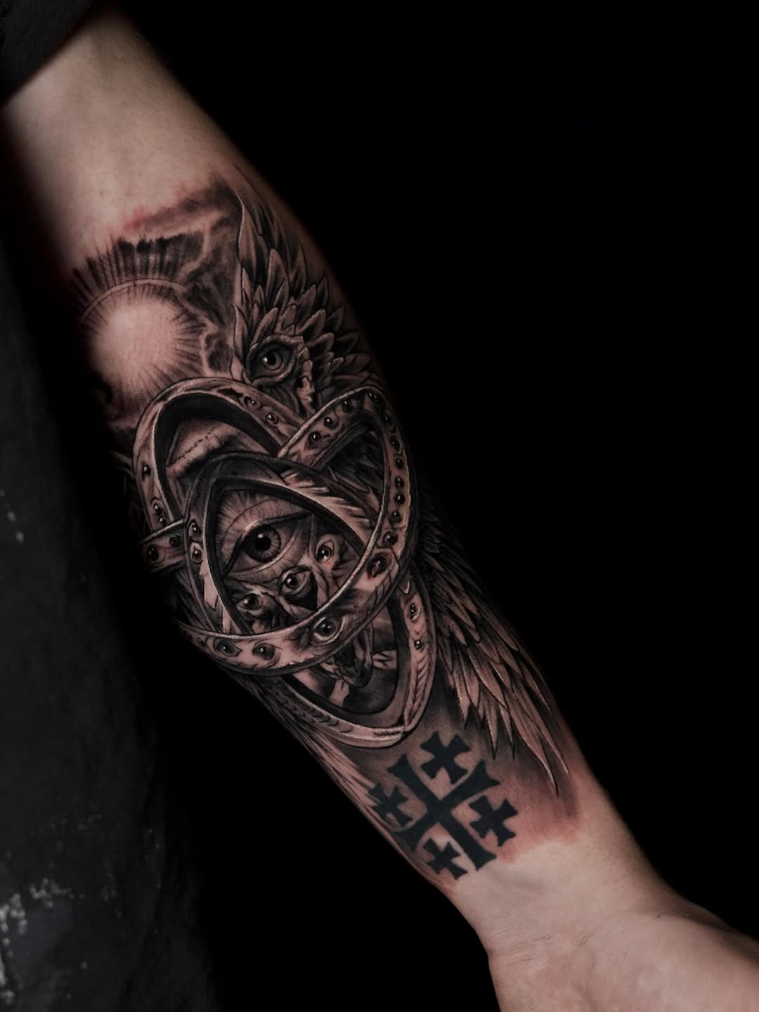 Tattoo by @baponeink — black_and_grey, dark_realism