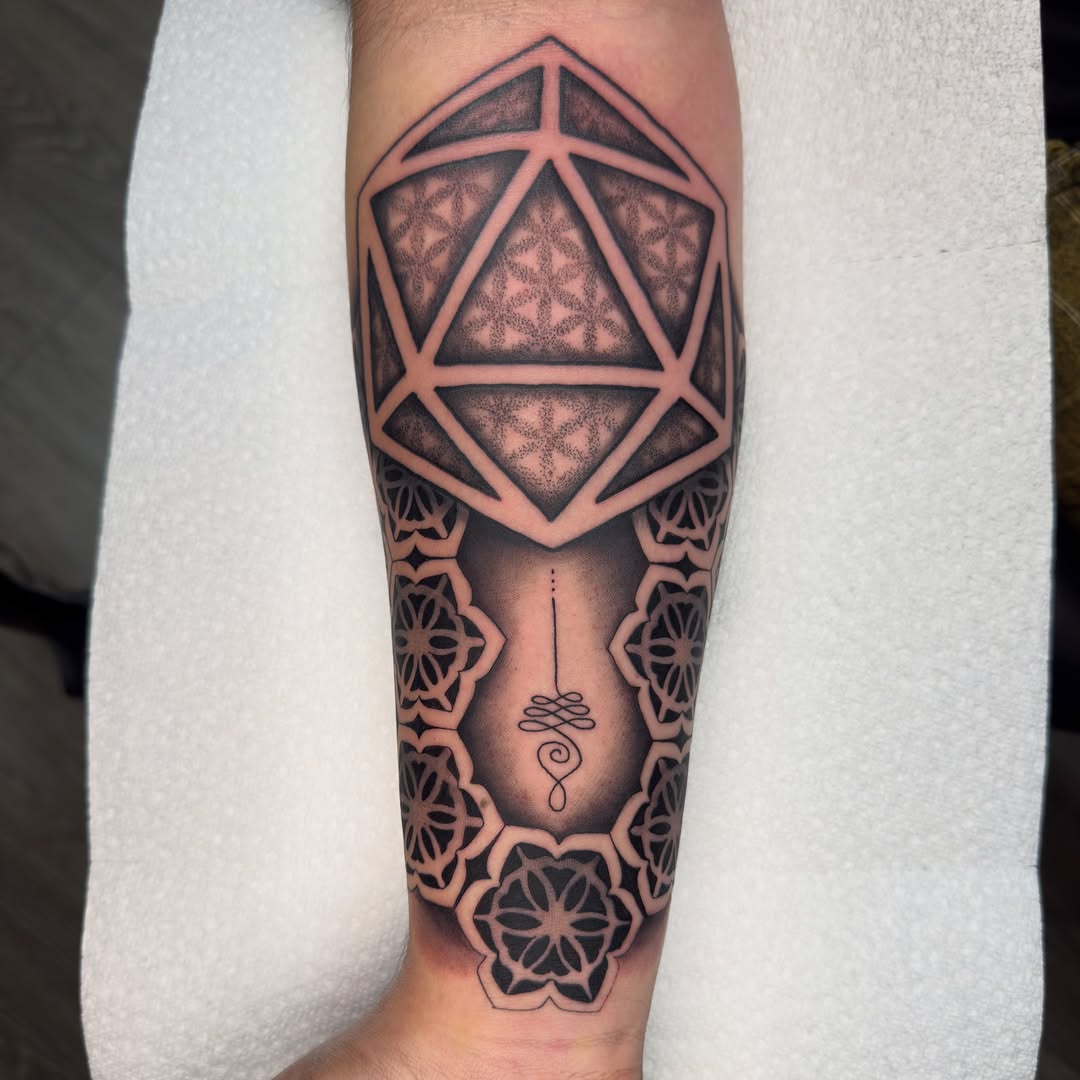 Tattoo by @justinhaytattoos โ geometric, dotwork