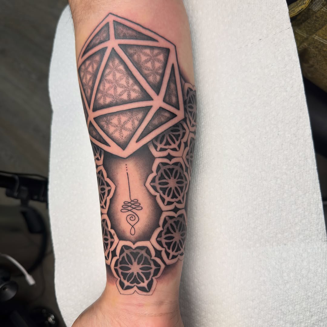Tattoo by @justinhaytattoos โ geometric, dotwork