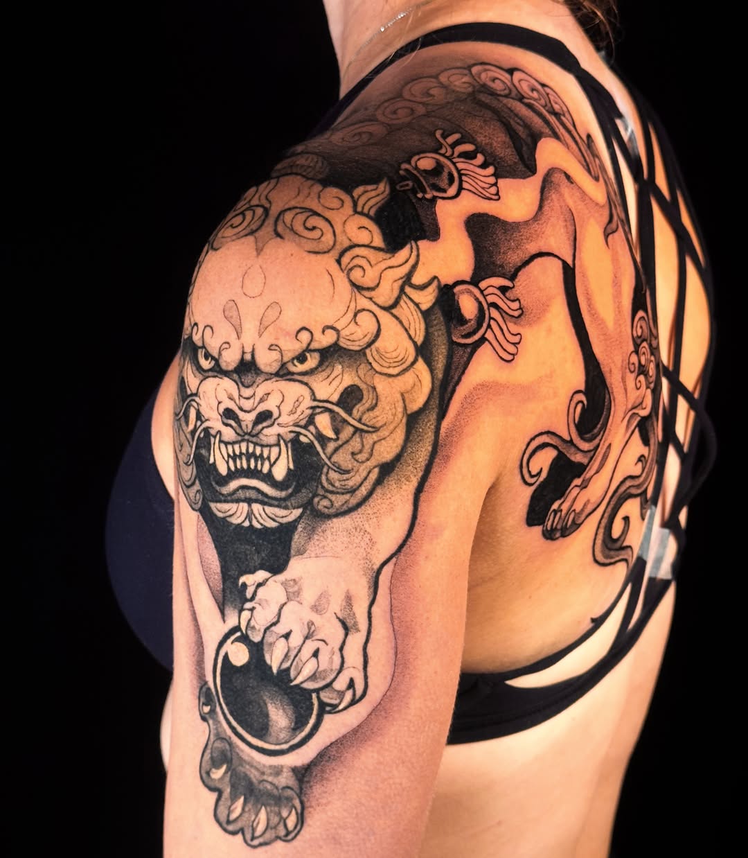 Tattoo by @roseshrubs — japanese_irezumi, black_and_grey