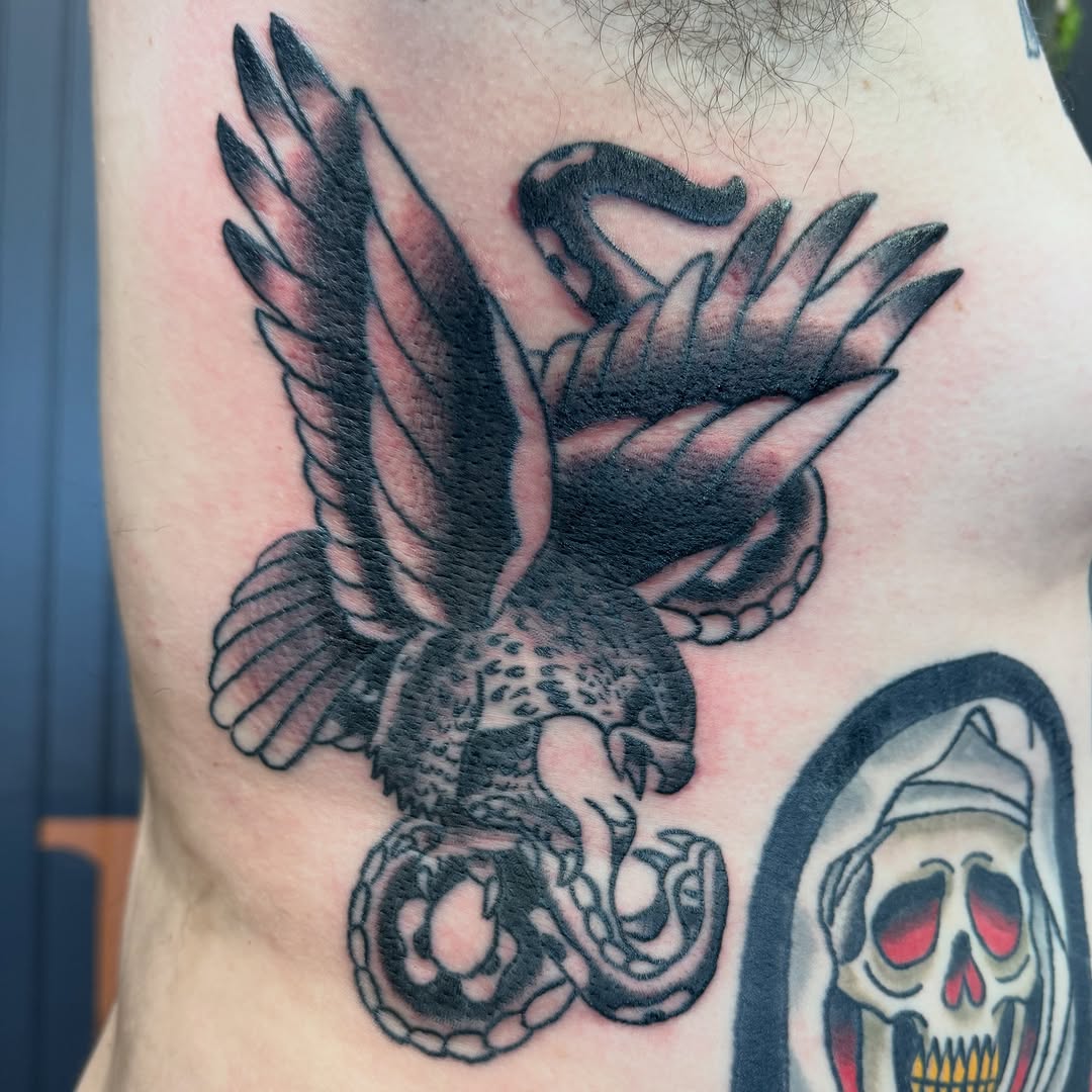 Tattoo by @justchaptattoos — american_traditional, black_and_grey