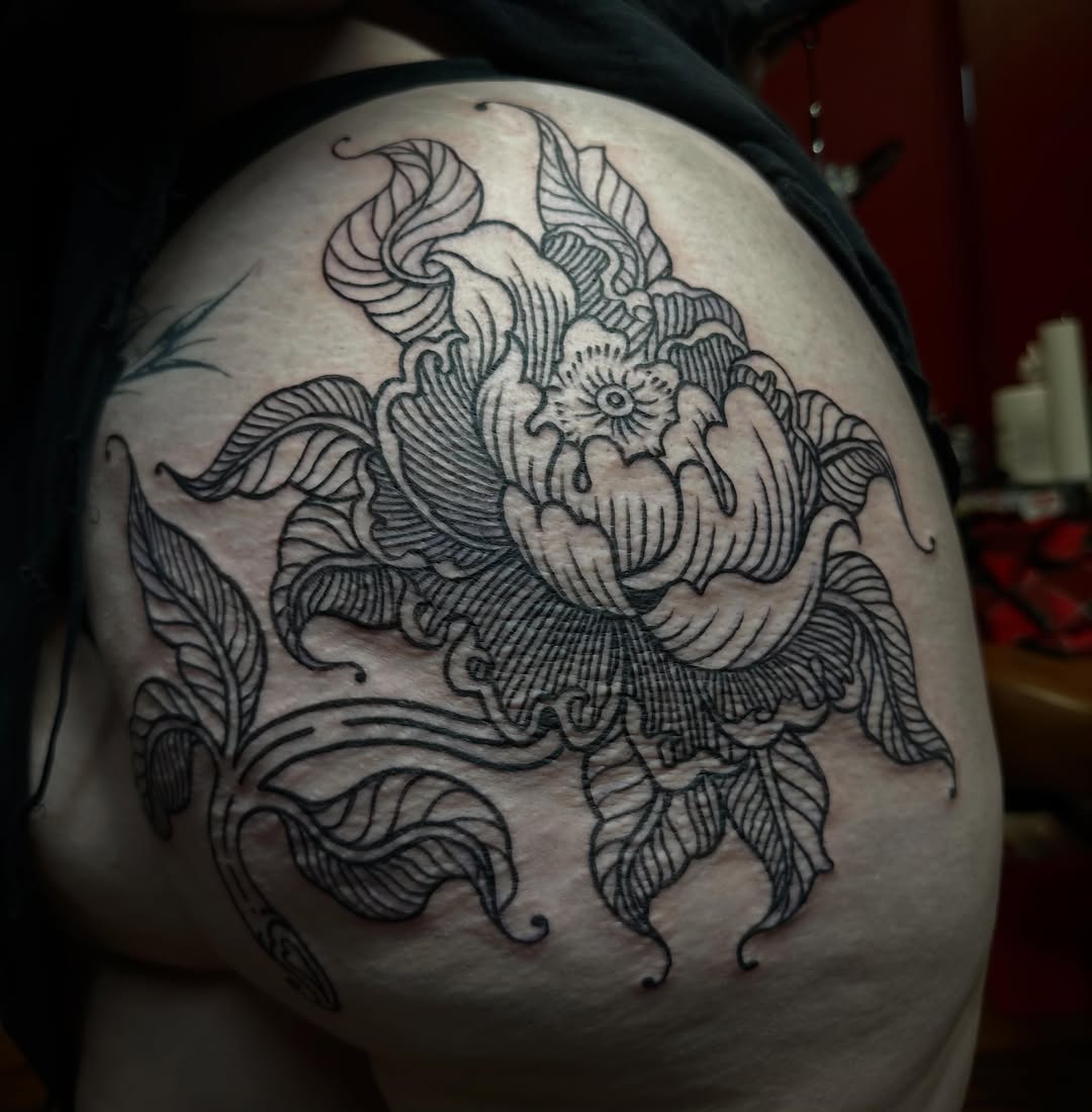 Tattoo by @thirteentatz — blackwork, ornamental