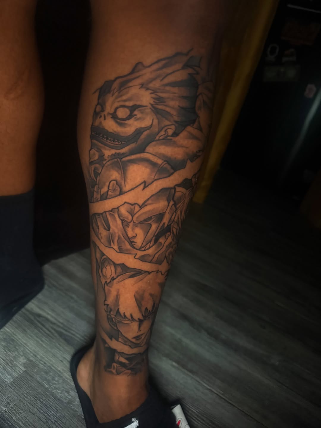 Tattoo by @skunk_punk_ink — anime, black_and_grey