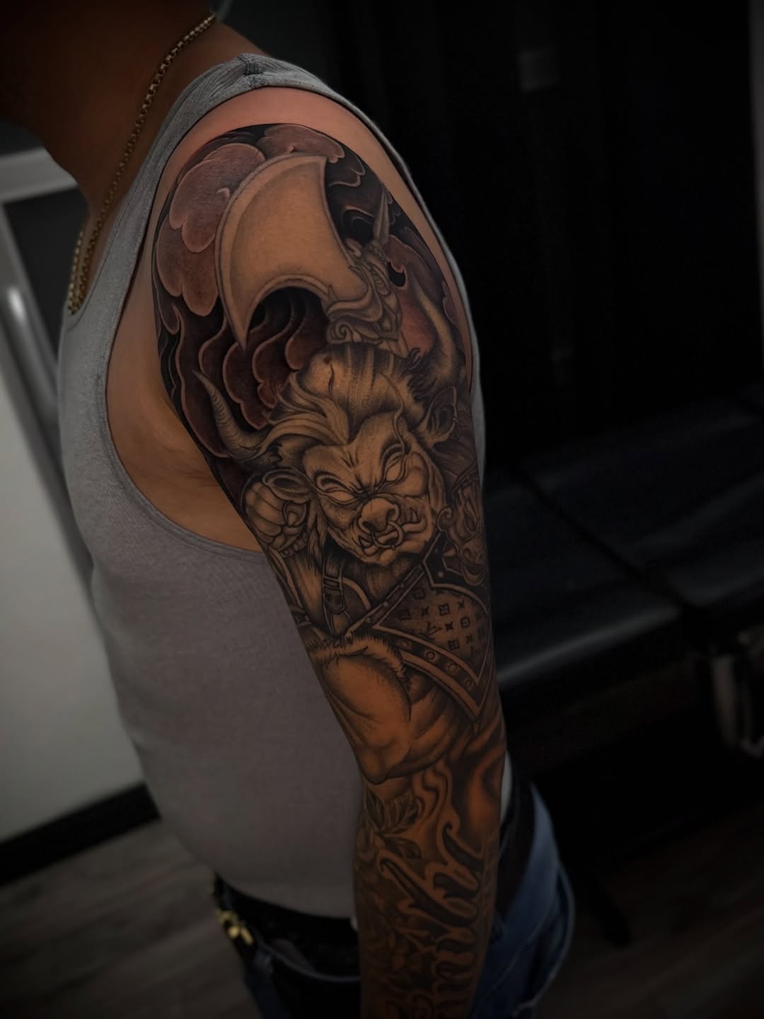 Tattoo by @kyle.inkz โ japanese_irezumi, black_and_grey
