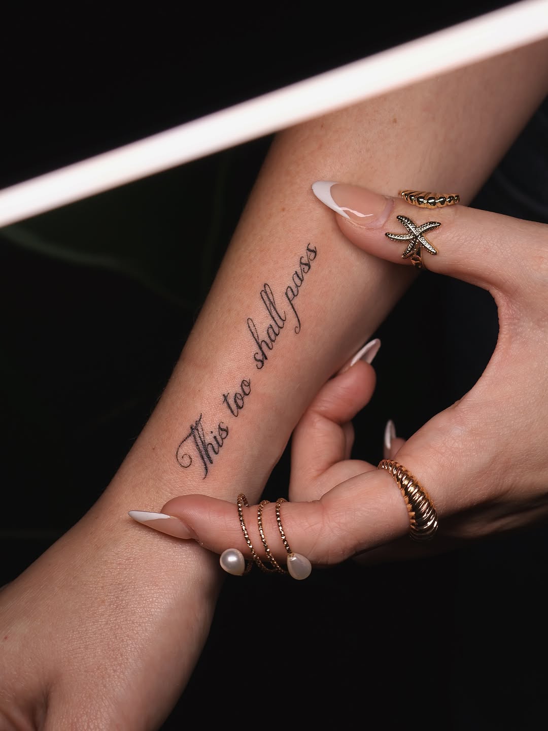 Tattoo by @divinebeautybarbyaly — lettering_script, fine_line