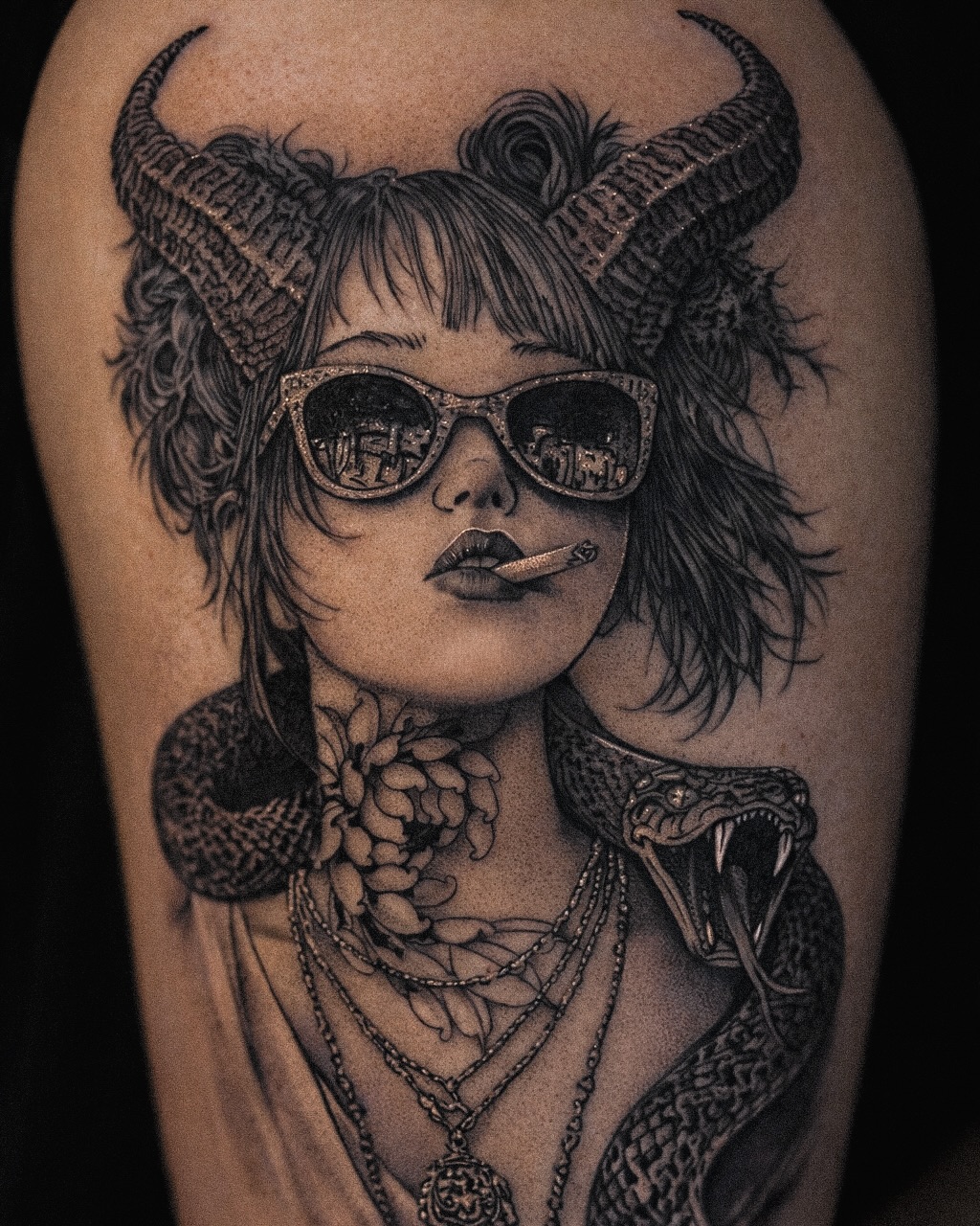 Tattoo by @vegas_tattoo_maksbrand — realism, black_and_grey