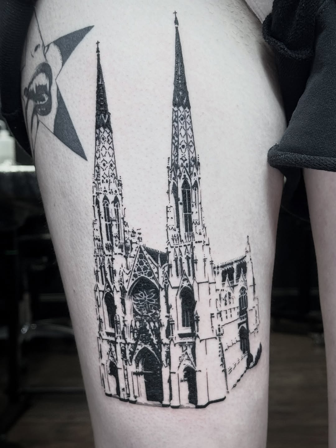Tattoo by @taylor.inks — blackwork, illustrative