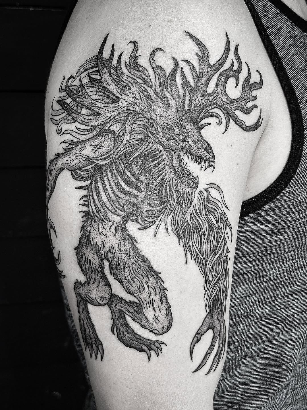Tattoo by @breezytucker — blackwork, illustrative