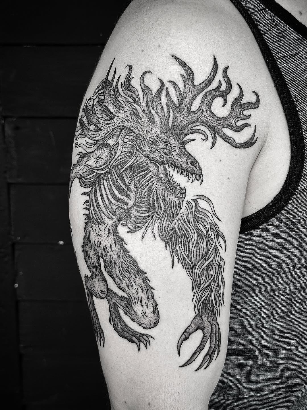 Tattoo by @breezytucker — blackwork, illustrative
