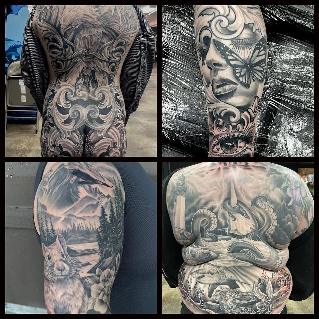 Tattoo by @travisbrowntattoos — black_and_grey, realism