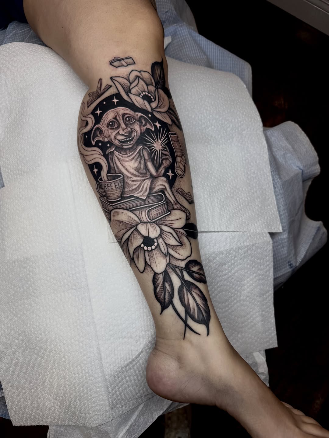 Tattoo by @krissydiane_tattoos — illustrative, black_and_grey