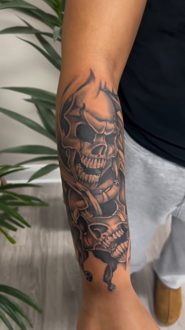 Tattoo by @bigreggtattoos — dark_realism, black_and_grey