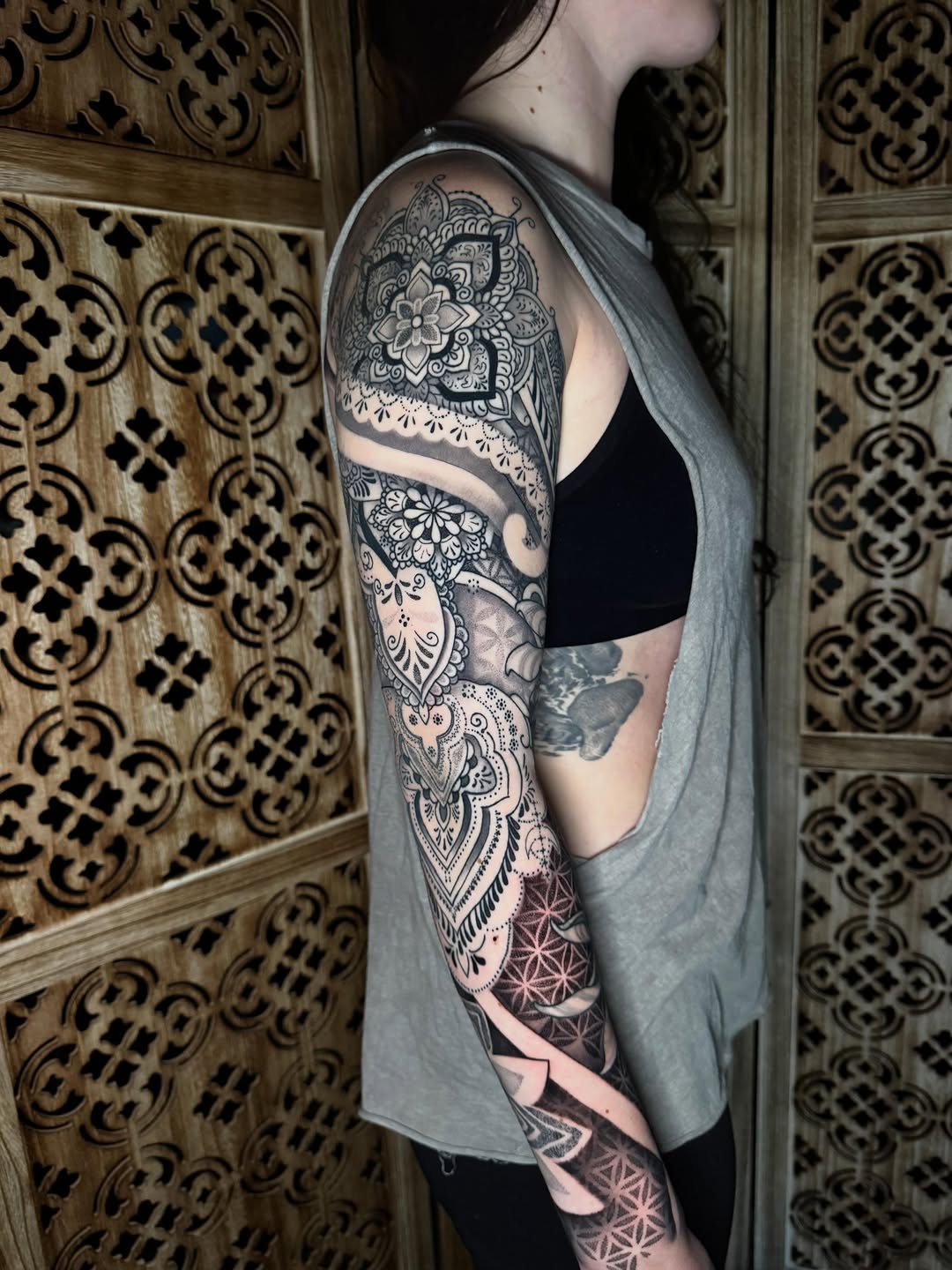Tattoo by @keishanicole.tattoo β geometric, dotwork