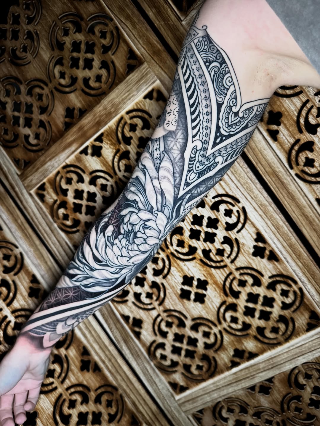 Tattoo by @keishanicole.tattoo β black_and_grey, ornamental