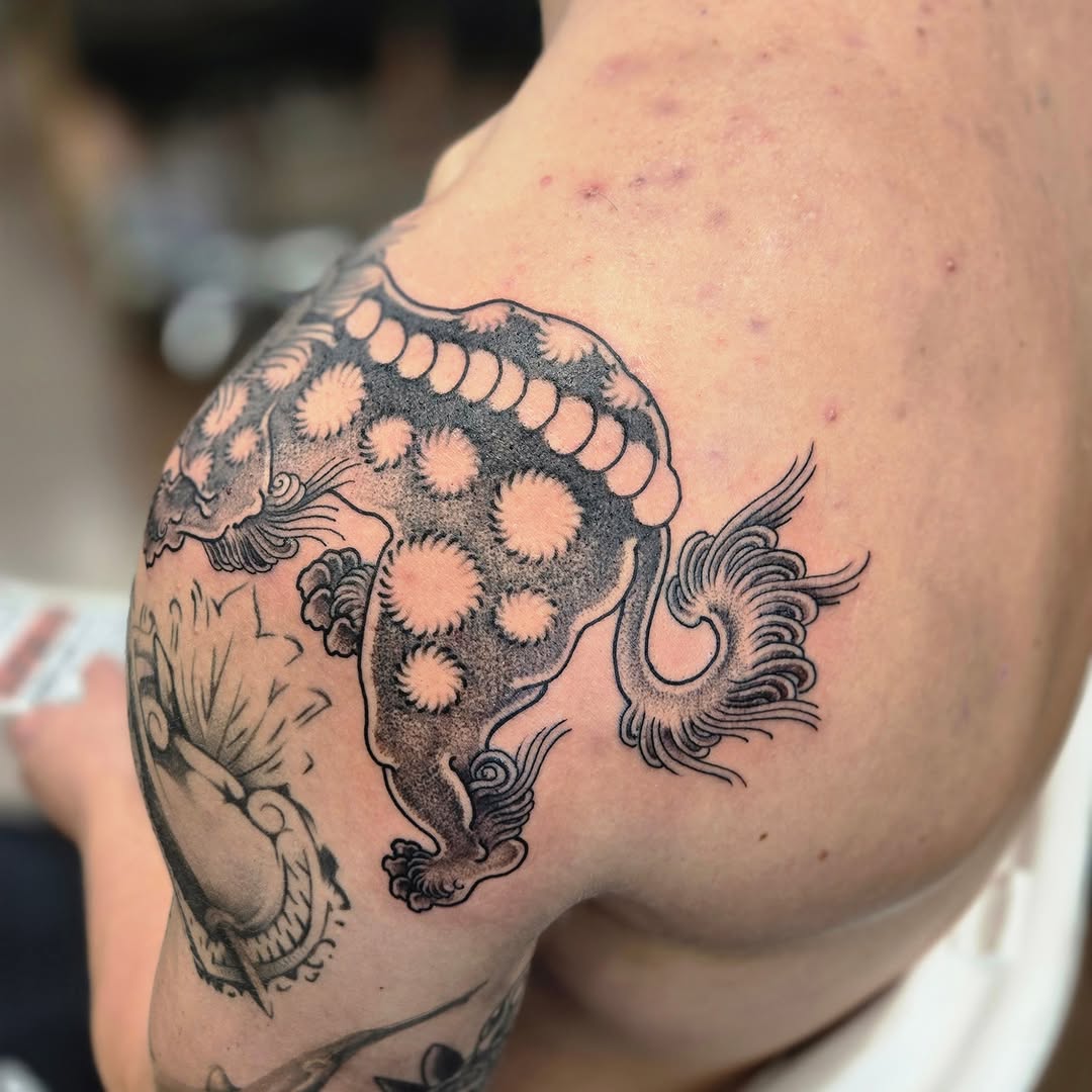 Tattoo by @john.sunderland โ japanese_irezumi, dotwork