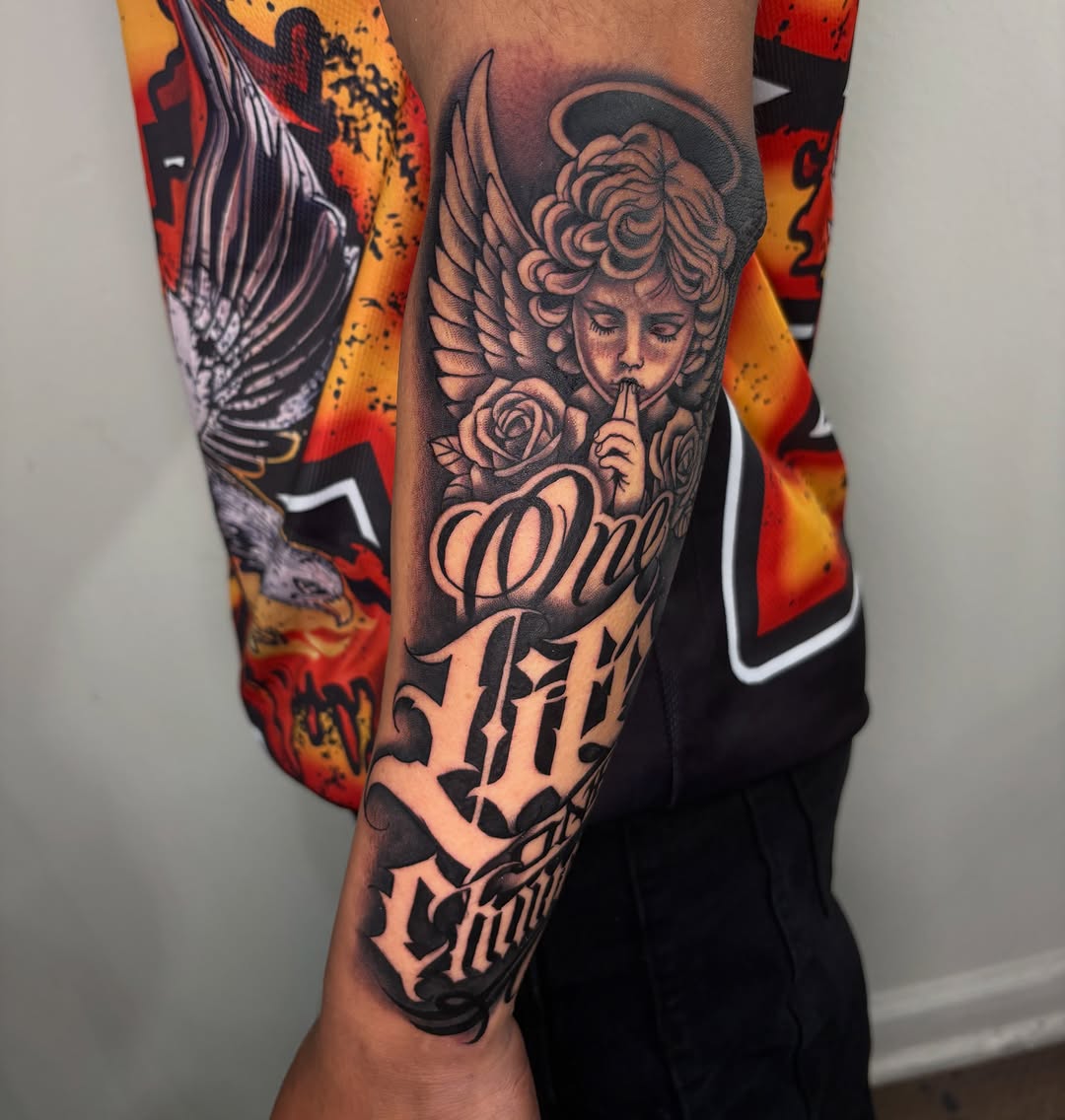 Tattoo by @osieltattoos โ chicano, lettering_script