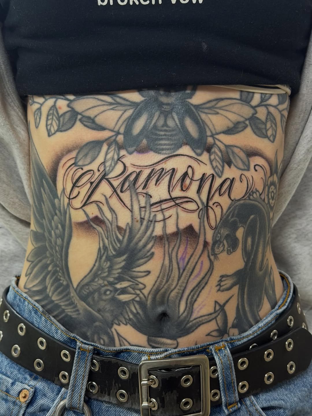 Tattoo by @bellmoreshow — black_and_grey