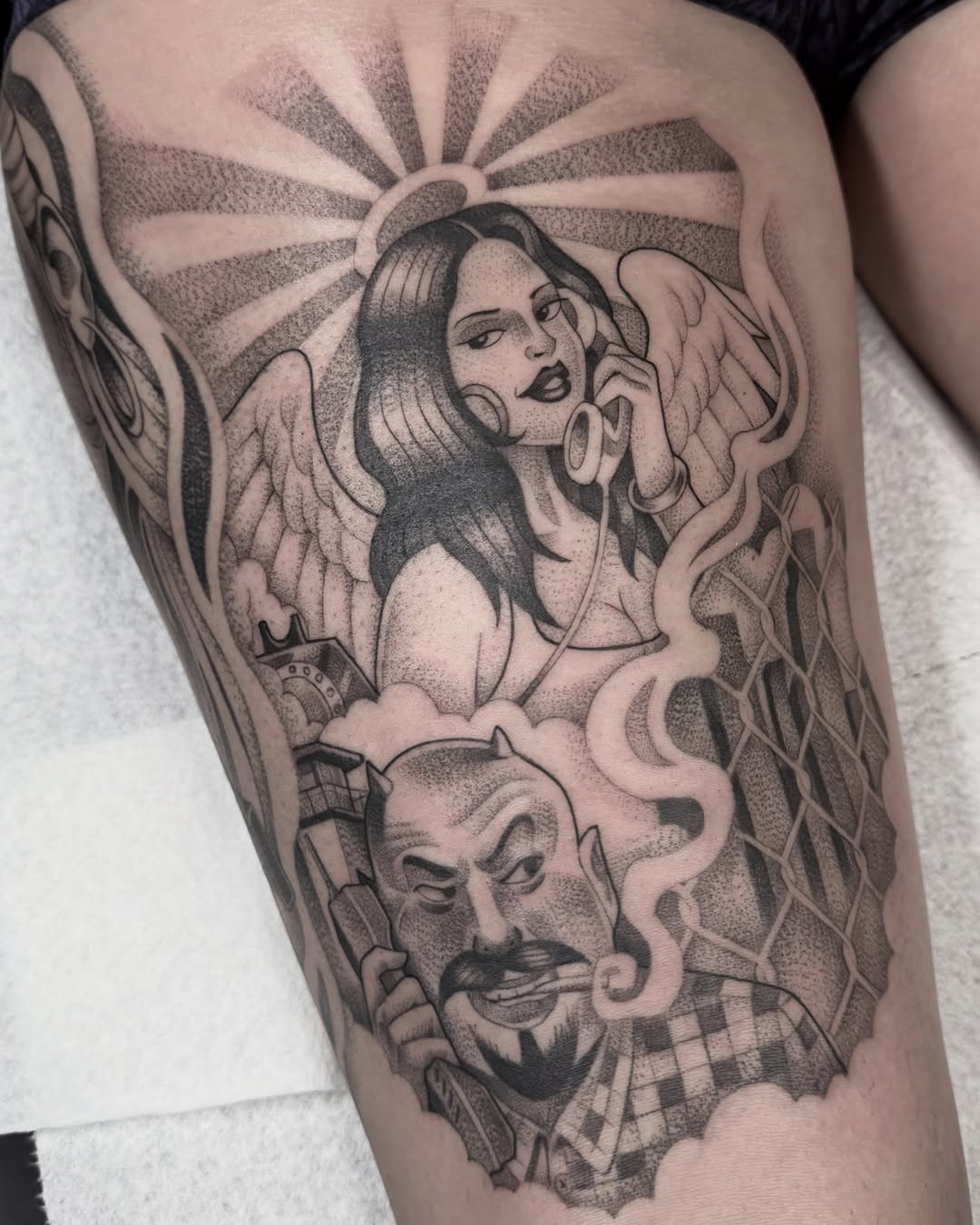 Tattoo by @milesromerotattoos — chicano, black_and_grey