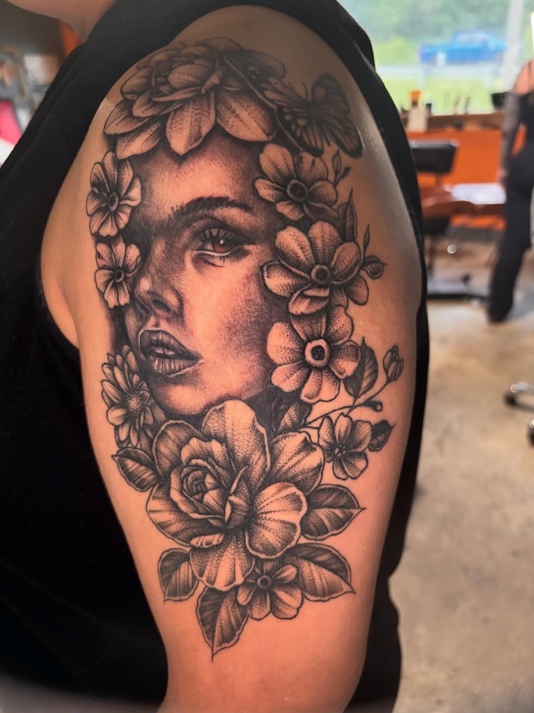 Tattoo by @dylans.tattoo — realism, dotwork