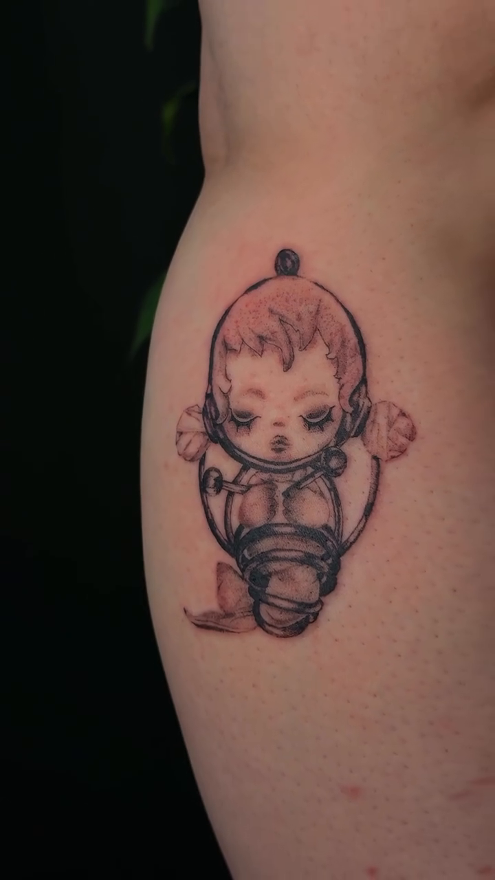 Tattoo by @chaotictattoo — illustrative, black_and_grey