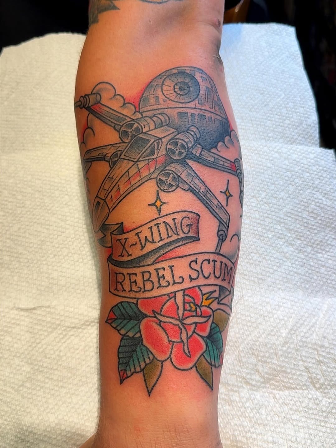 Tattoo by @bobby_daggers — american_traditional, lettering_script