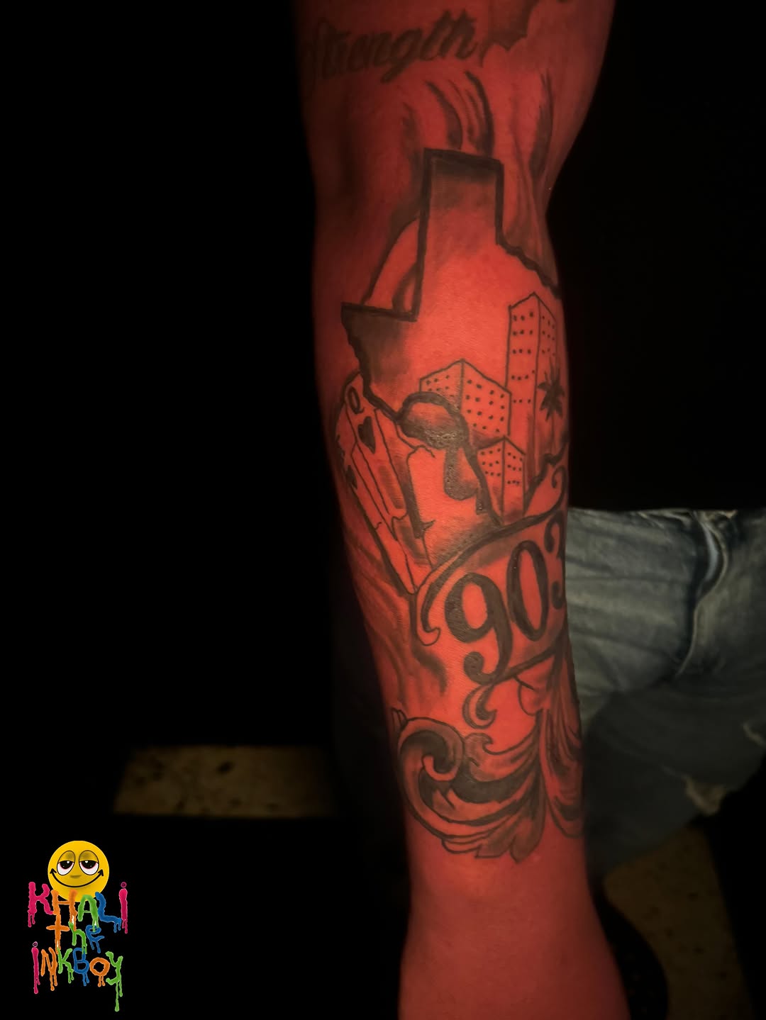 Tattoo by @khali.the.inkboy — chicano, lettering_script