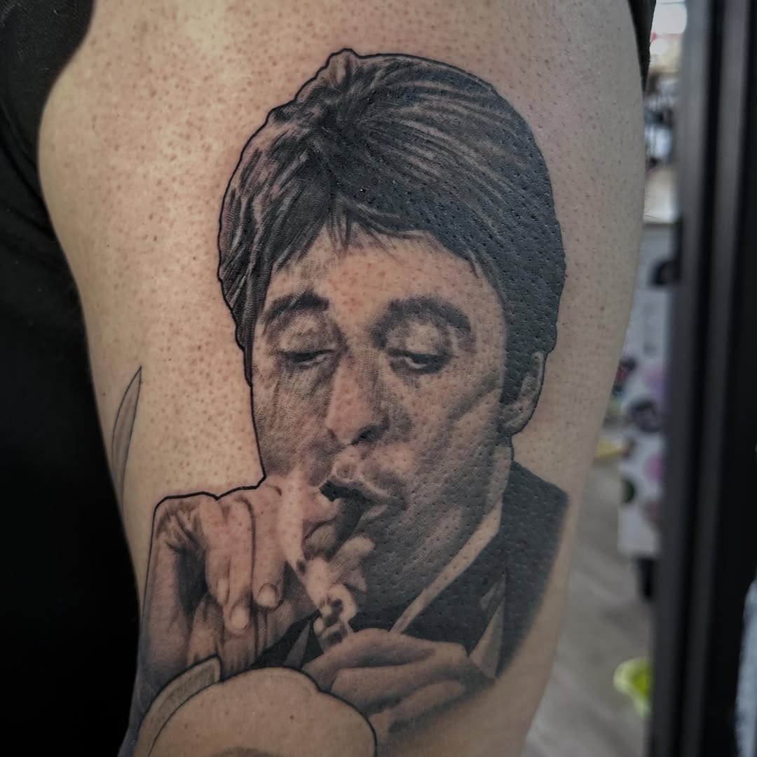 Tattoo by @dirtyletters937 — realism, black_and_grey