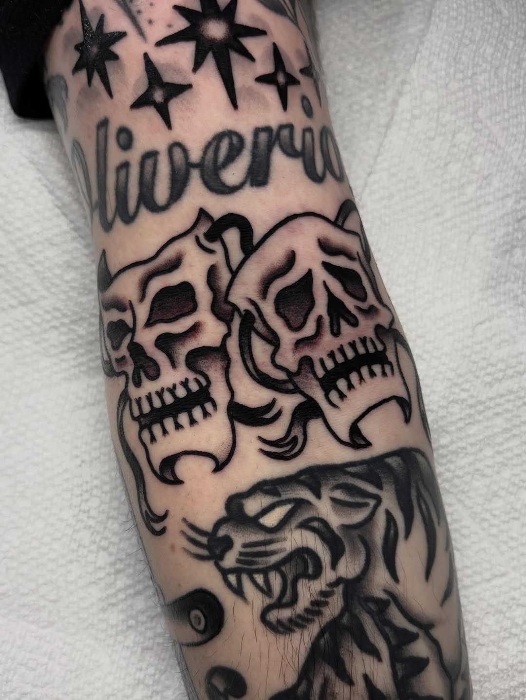Tattoo by @davidarmacost โ american_traditional, black_and_grey