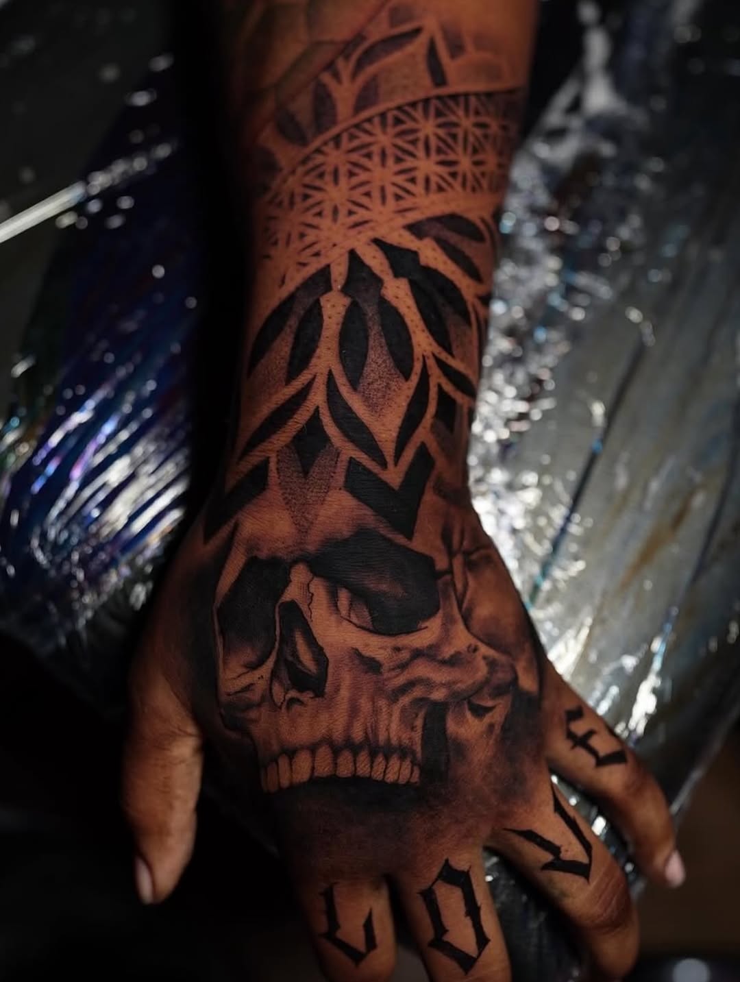 Tattoo by @satchmoe_art — blackwork, black_and_grey