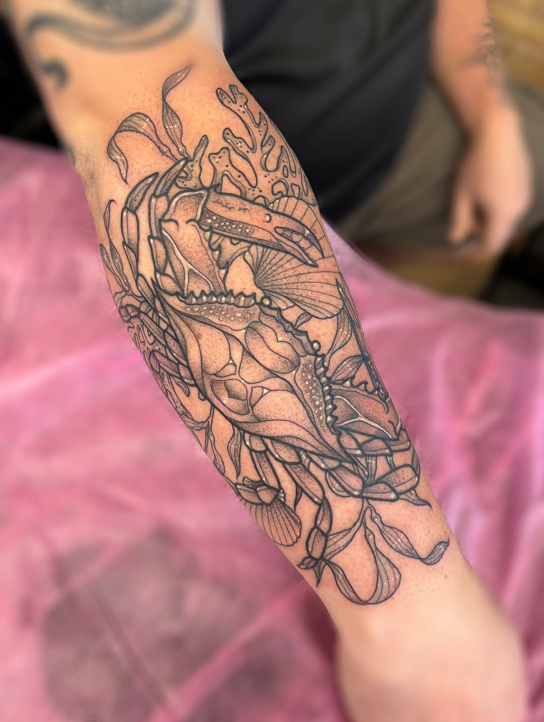 Tattoo by @sadie.tattoos — blackwork, illustrative