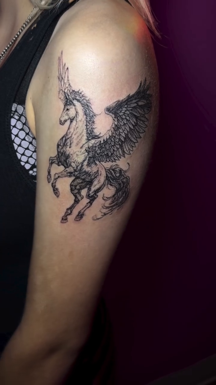 Tattoo by @pinklavishtattoos โ illustrative, black_and_grey