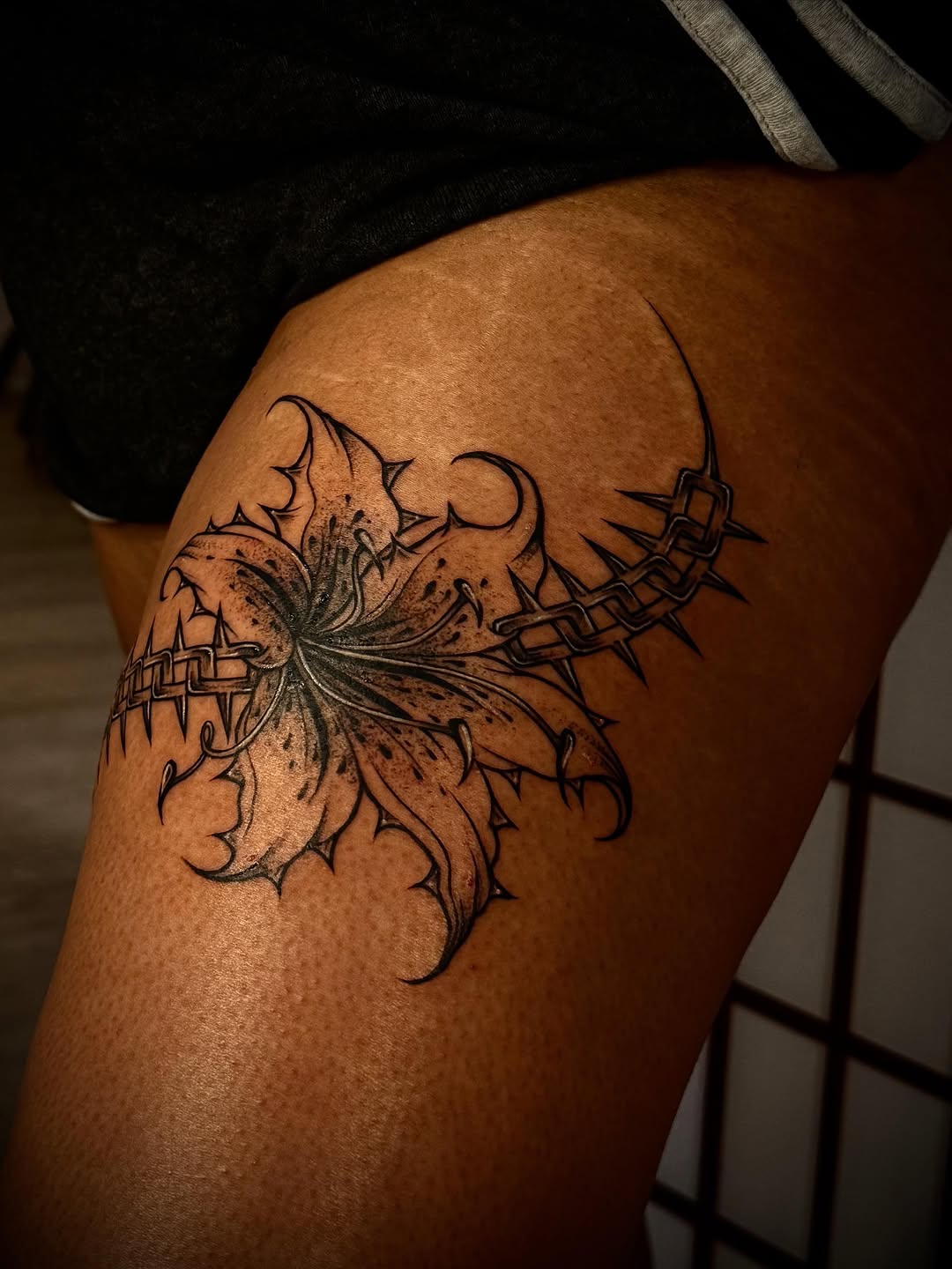Tattoo by @inkbymiso — illustrative, blackwork