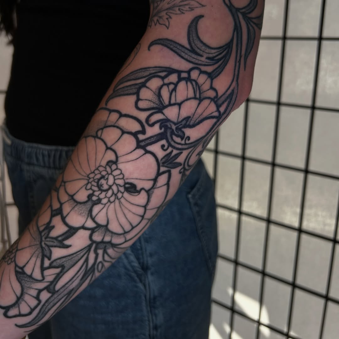 Tattoo by @catzilla_tattoos — black_and_grey, ornamental
