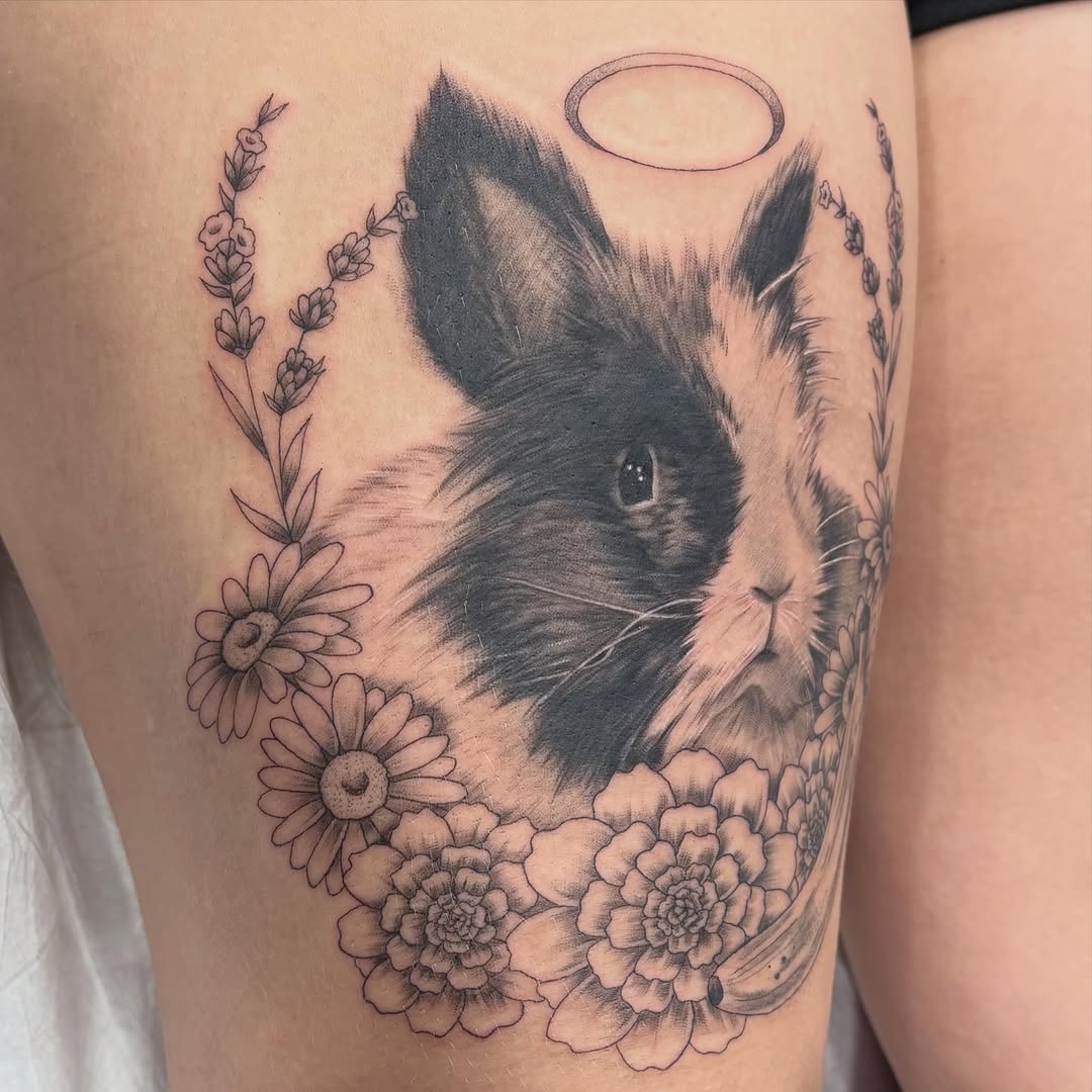Tattoo by @uglyrileytattoo โ realism, black_and_grey