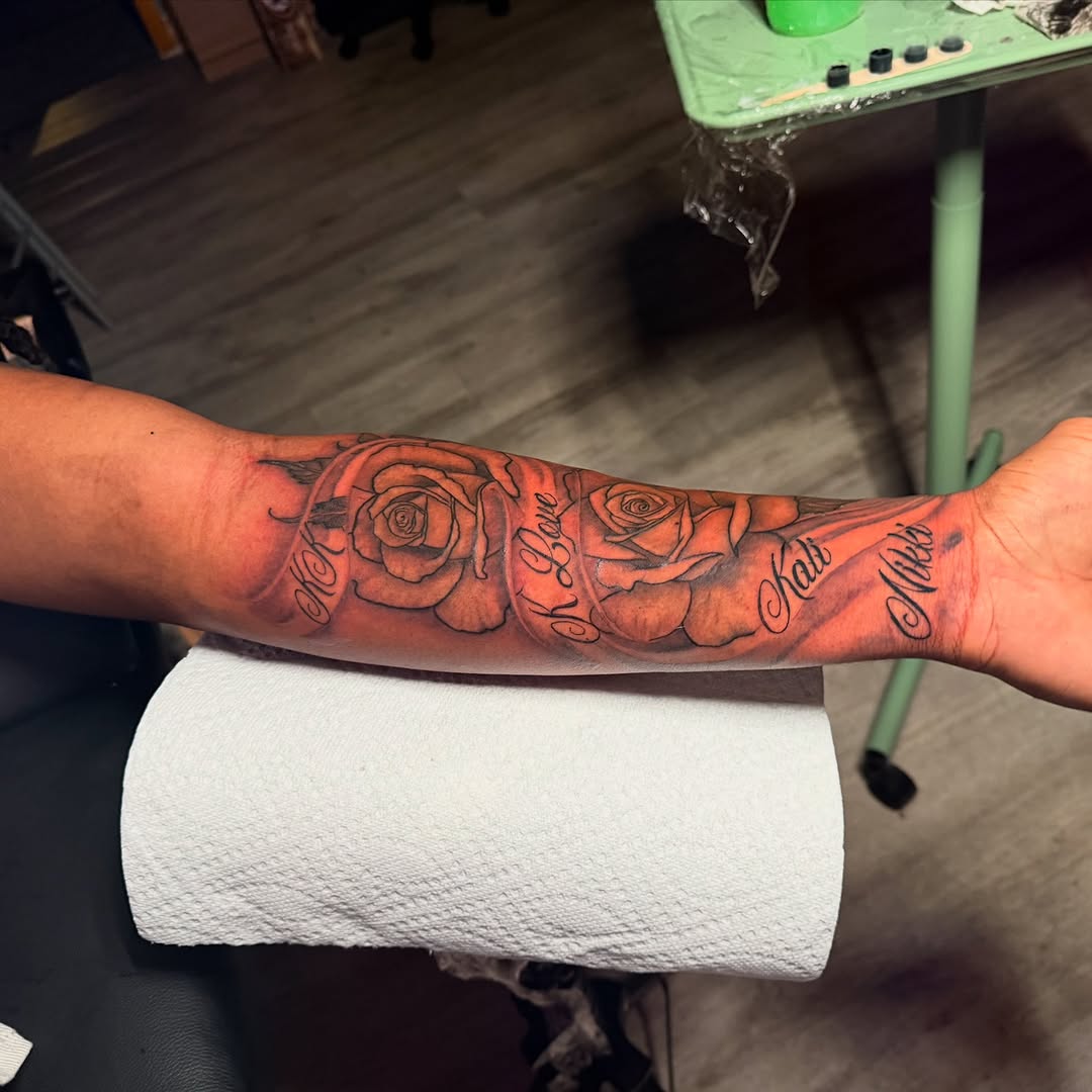 Tattoo by @inked.by.kiwiii โ black_and_grey, lettering_script